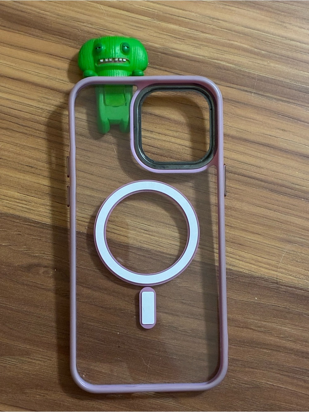 Clear MagSafe-Compatible Phone Case with Pink Frame